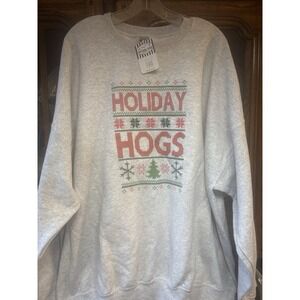 NWT Southern‎ Trend Women's Holiday Hogs Sweatshirt Grey Plus 3X Christmas Cozy